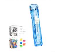 Pinzatrice portatile con clip a pressione in ABS che supporta un efficiente assemblaggio di documenti senza punti metallici utilizzando un meccanismo a clip riutilizzabile (blu)