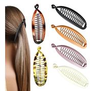Pinze a banana - 6 mollette per capelli a banana, set di supporti per coda di cavallo rotondi a forma di pesce, doppio pettine per pneumatici francese, clip vintage da donna, luogo D
