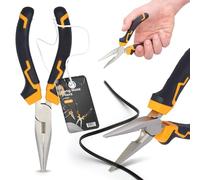 Pinze a Becchi Lunghi 160 mm Alicates Combinata Acero Cr-V Mango Ergonomico Bimateriale Antiscivolo Elettricista Ingegneri Industriali Multifunzione