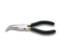 Beta 1168 200 - Pinze a becchi mezzotondi lunghissimi piegati zigrinati cromate manici ricoperti con 2 strati di PVC antiscivolo