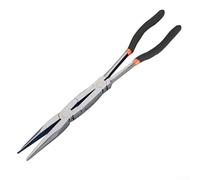 Pinze a becco lungo extra doppio, 33 cm, per estrattori cavi, pinze ad ago con becco angolato per una presa forte (0°)