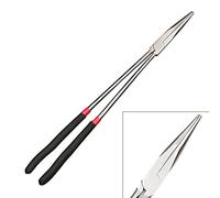 Pinze a becco super lungo da 40,6 cm, antiscivolo, a testa dritta, curvatura di 25/45 gradi, punta extra lunga