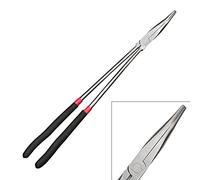 Pinze a becco super lungo da 40,6 cm, antiscivolo, a testa dritta, curvatura di 25/45 gradi, punta extra lunga