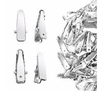 Pinze a coccodrillo, 120 pezzi, piccole clip a coccodrillo, color argento, disponibili per accessori per capelli, accessori per fai da te, accessori artigianali (4,1 cm)
