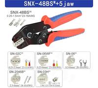 Pinze a cricchetto SNX con ganasce intercambiabili for terminali XH2.54/DuPont2.54/2.8/4.8/6.3/non isolati/a ghiera(SNX-48BSW 5JAW)