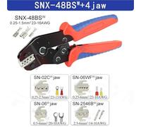 Pinze a cricchetto SNX con ganasce intercambiabili for terminali XH2.54/DuPont2.54/2.8/4.8/6.3/non isolati/a ghiera(SNX-48BSW 4JAW)