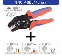 Pinze a cricchetto SNX con ganasce intercambiabili for terminali XH2.54/DuPont2.54/2.8/4.8/6.3/non isolati/a ghiera(SNX-48BSW 3JAW)