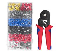 Pinze a crimpare auto-regolanti con set di terminazioni a ghiera da 1200 pezzi per fili da 0,25-10 mm², strumento per la crimpatura a regolazione automatica per elettricisti e prog