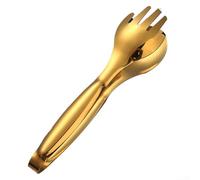 Pinze antiscivolo in acciaio inox adatte per servire carne, insalata, pane, con impugnatura ergonomica e meccanismo a molla, per cucinare e barbecue (oro)