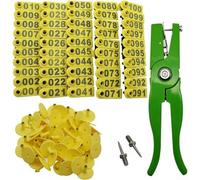 Pinze applicatrici per etichette auricolari per bestiame, pecore, capre, in lega di alluminio, con aghi, kit di identificazione degli animali da fattoria, 24 cm (giallo)
