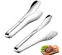 Pinze da Barbecue, 2 Modelli Pinza per Spaghetti, Pinza per Insalata, Pinze Cucina, per Pasta, Insalate, Carne Alla Griglia Lunghezza: 25 cm, Acciaio Inossidabile, Colore: Argento