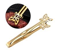 Pinze da buffet in acciaio inox, per uso alimentare, sicure per uso alimentare, spesse, forate, per servire buffet, grigliate, per cucinare e grigliare (pinze a farfalla dorate)