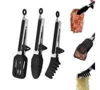 Pinze da Cucina 3 Pezzi Pinza Cucina Siliconee, Senza BPA Pinze Barbecue Antiscivolo in Acciaio Inox Pinze per Spaghetti, Pinze per Alimenti in Silicone per Friggitrice ad Aria