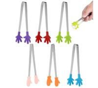 Pinze da Cucina, 6 Pezzi, Pinza Spaghetti, Mini Candy Bar Pinze Multifunzionale in Acciaio Inox, Silicone tongs Utensili da Cucina per Carne, Arrosto, Ghiaccio Pinze Dolci Insalata