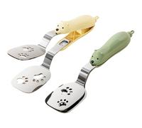 Pinze da cucina - Grabber in acciaio inossidabile con orsetto carino, pinza multiuso for alimenti con impugnatura antiscivolo for barbecue all'aperto, toast, fritture, dessert(Green and yellow)