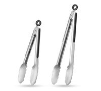 Pinze da cucina in acciaio inox, impugnatura antiscivolo in silicone, pinze per grigliare, set di 2, 22,9 cm e 30,5 cm