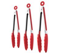 Pinze da cucina per cucinare | 3 pezzi utensili da cucina non aderenti, pinze in acciaio inox con punte in silicone per friggitrice ad aria calda | per cucinare grigliate, campeggio e servire