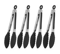 Pinze da cucina, resistenti al calore, in acciaio inox di alta qualità, con punte in silicone, antiscivolo, per cucinare, resistenti, antiaderenti (18 cm (confezione da 4)
