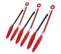 Pinze da cucina | Set di 3 utensili in acciaio inossidabile con punte di silicone antiaderente | Strumenti versatili per cucinare, barbecue, campeggio, insalata, servizio e grigliare