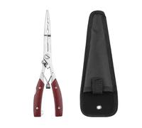 Pinze da pesca multifunzionali a bocca dritta estesa con forbici per lenza, dispositivo di controllo del pesce, in acciaio inox, ABS con ganascia a molla e impugnatura antiscivolo, strumento per