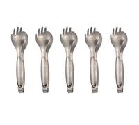 Pinze da portata in acciaio inox, 20,3 cm, per insalata, buffet, con forchetta e cucchiaio, finitura dorata, set da 5