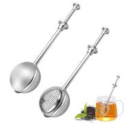 Pinze da tè, 2 pezzi, colino da tè sfuso: colino da tè in acciaio inox, con manico telescopico, filtro da tè a maglia fine, pinza facile da pulire, per tè sfuso, spezie ed erbe, farina