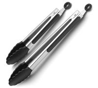 Pinze in acciaio inox - 22,9 cm e 30,5 cm con punte in silicone, pinze per barbecue con bloccaggio