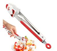 Pinze in acciaio inox per cucinare, morsetto per alimenti a tema natalizio, 22,9 cm, resistente al calore, per insalata e bistecca per barbecue