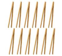 Pinze in Bambù, 18cm Pinze da Cucina Pinze per Tostapane Pinzette in Bambù Multifunzione per Cucinare Toast, Pane, Pancetta, Tè Alla Frutta e Sottaceti (12 Pezzi)