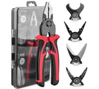 Pinze multiuso 5 in 1 con teste intercambiabili, kit di pinze intercambiabili combinate, spelafili, crimpatrice, pinza per guardalinee e tagliacavi, forbici da elettricista con custodia