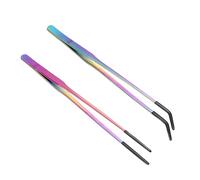 Pinze multiuso in acciaio, dritte e curve, lunghe pinzette per rettili, cura giardinaggio, con design a doppia punta, pinze dritte e curve per animali domestici