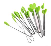 Pinze per alimenti a forma di cuore, 10 mini pinze con punta in silicone per cucinare e servire utensili da cucina in acciaio inox (verde)