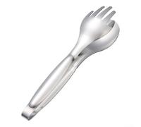 Pinze per alimenti in acciaio inox con impugnatura antiscivolo per servire in modo sicuro carne, insalata, pane e per barbecue, utensili da cucina per uso in cucina (argento)