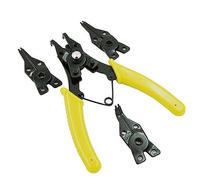 Pinze per anelli di sicurezza 4 in 1, pinze per anelli elastici interni esterni con 4 ganasce intercambiabili per installazione e rimozione anelli di sicurezza, 12,7 cm, giallo