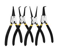 Pinze per Anelli di Sicurezza Pinze per Anelli Elastici da 7 Pollici Punte Dritte e Curve per Bloccaggio Interno ed Esterno 4 Pezzi