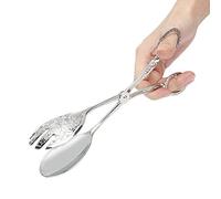 Pinze per buffet da 9 Pinze per piatti da cucina in bronzo o argento Intagliate snack in metallo reali Pinze per insalata Pinze per torta Pinze per pane per antipasti e catring(Argento)