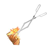Pinze per caminetto da 66 cm, in acciaio inossidabile, strumento per braciere, accessori per braciere, accessori per esterni, interni, campeggio, barbecue, argento