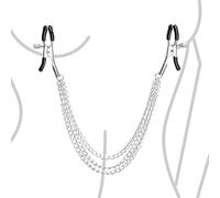 Pinze per capezzole - Clip BDSM per adulti - Pinze regolabili per sesso - Piercing per false capezzole - Giocattoli per adulti BDSM - Gioielli per il corpo Non Piercing - Morbido per comfort (Silver)