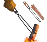 Pinze per carbone, resistenti al calore, antiscivolo, portatili | Pinze lunghe per grigliare, cucinare, barbecue, carbonella, braciere, falò, fuoco, accessori per servire carbonella