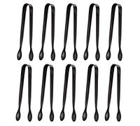 Pinze per ghiaccio da 10 confezioni Pinze per zucchero, mini pinze per antipasti in acciaio inossidabile per feste da caffè, tè, vino, cucina (Black)