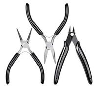 Pinze per gioielli, Cridoz, set di pinze per perline, con pinze per naso ad ago, pinze a becco rotondo e tagliafili per la creazione di gioielli, avvolgimento di fili, perline e artigianato (set da 3)