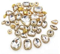 Pinze per la sigillatura dei profumi, 50 pezzi/borsa mix forma pietre di cristallo cucito pizzo oro artiglio impostazione vetro strass fai da te scarpe abbigliamento accessori(Clear)