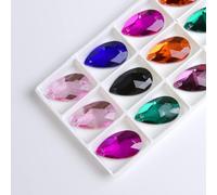 Pinze per la sigillatura dei profumi, Strass da cucire gocce d'acqua retro piatto pietra da cucire 2 fori cristallo di vetro for accessori fai da te for abiti da sposa(Multi colored,13x22mm 20pcs)