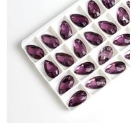Pinze per la sigillatura dei profumi, Strass da cucire gocce d'acqua retro piatto pietra da cucire 2 fori cristallo di vetro for accessori fai da te for abiti da sposa(Purple,11x18mm 28pcs)