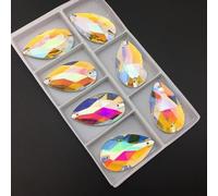 Pinze per la sigillatura dei profumi, Strass da cucire in vetro a goccia, cristallo a pera, colore AB, pietra di vetro con retro piatto, strass da cucire for abito da sposa(22x38mm 1pcs)