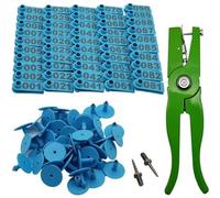 Pinze per l'applicazione di etichette auricolari per bestiame, pecore, capre, in lega di alluminio, con aghi, kit di identificazione degli animali da fattoria, 24 cm (blu)
