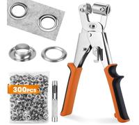 Pinze per Occhielli per Teloni e Tessuti,Set di Occhiellatrice per Teloni Professionali con 300 Occhielli (Ø 10 mm),Occhiellatrice Manuale con Magneti per Occhielli in Acciaio