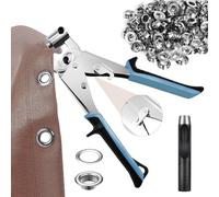 Pinze Per Occhielli Professionali, Set di Occhiellatrice per Teloni con 400 Occhielli (Ø 10mm) Set di Occhiellatrice, Pinze per Occhielli Metallic Per Telone In Pvc Pelle Cartone Tessuto Metallico