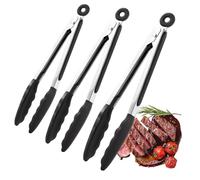 Pinze Per Per La Cottura | 3 Pezzi Utensili Antiscivolo - Pinze Per Friggitrice Ad Aria In Acciaio Inossidabile Con Punte In Silicone - Per Cucinare, Cibo Da Cucina, BBQ, Campeggio, Insalata, Servizio