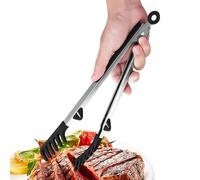 Pinze per servire pasta, spaghetti, pinze in silicone per cucina, 30,5 cm, manico in acciaio inox, clip seghettata per alimenti, per noodle, cottura, campeggio, insalata, barbecue, ristorante, buffet